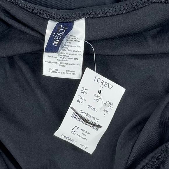 J Crew Factory Womens V-Neck Ruched One Piece Swimsuit Large Black - Picture 3 of 14